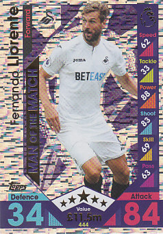 Fernando Llorente Swansea City 2016/17 Topps Match Attax Man of the Match #444